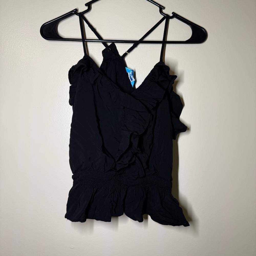 L'Amour Black Tank Top with Ruffles